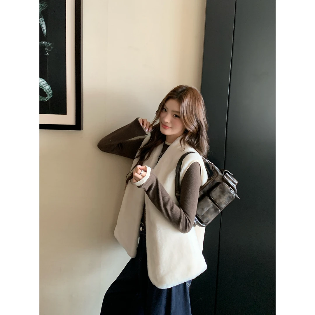 SFFUR「爱丁堡」美利奴进口羊皮毛一体显瘦百搭马甲女无袖皮草