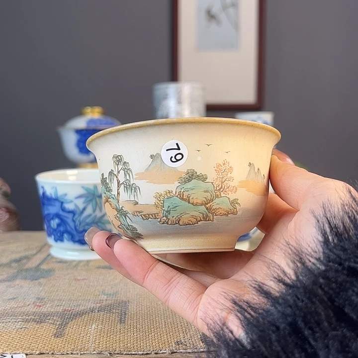 摆件景德柴烧茶杯多人
