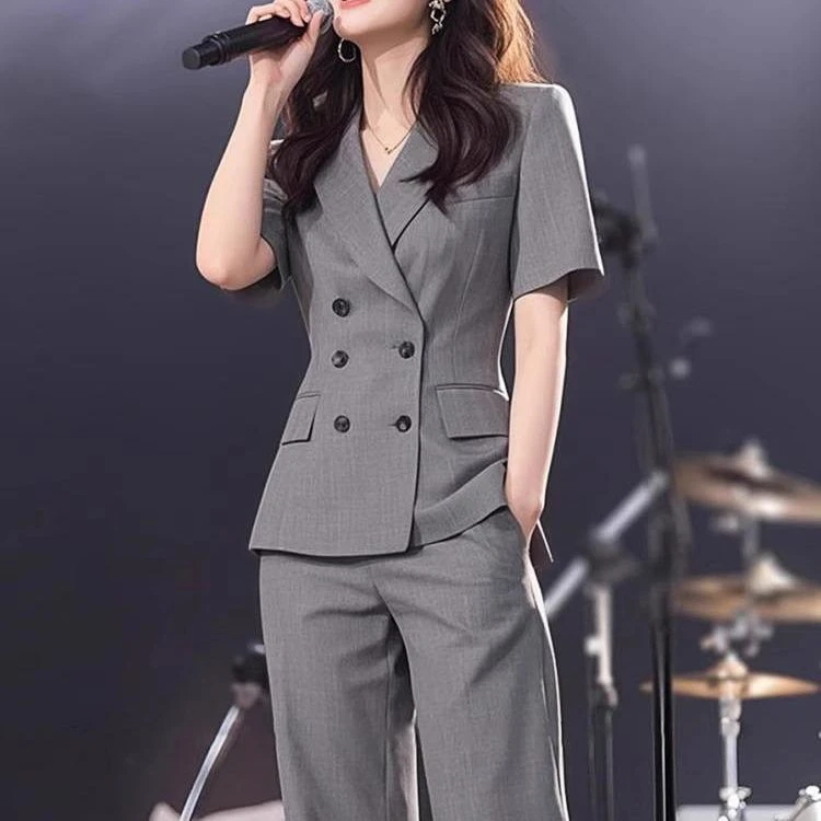 时尚2025洋气夏装一整套轻奢高级感得体干练气质西装上衣裤子套装