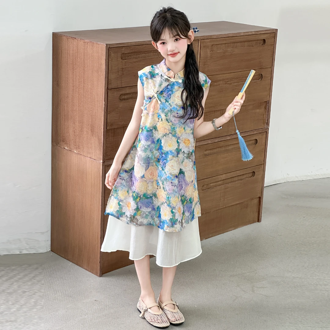 女童旗袍连衣裙夏装2025新款儿童夏季国风新中式女孩夏款古风裙子