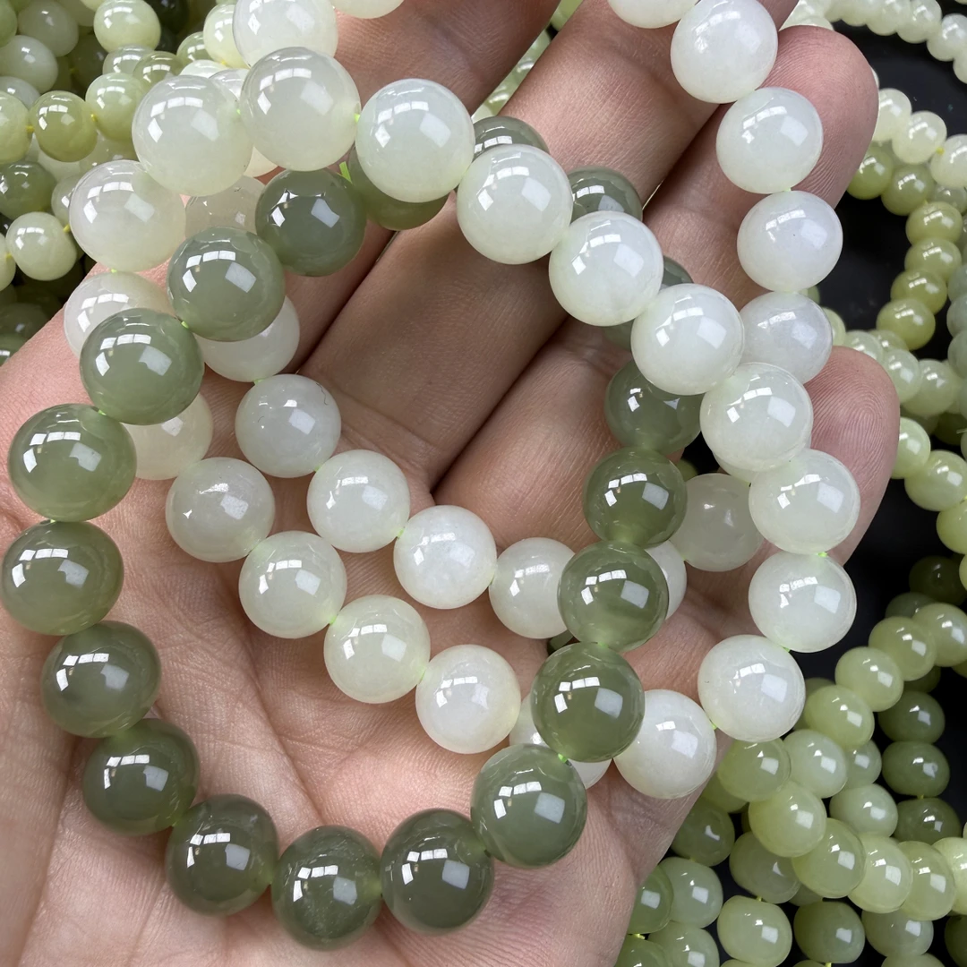 和田玉精品手链卡10圆珠直切筒珠拍一发一多样性