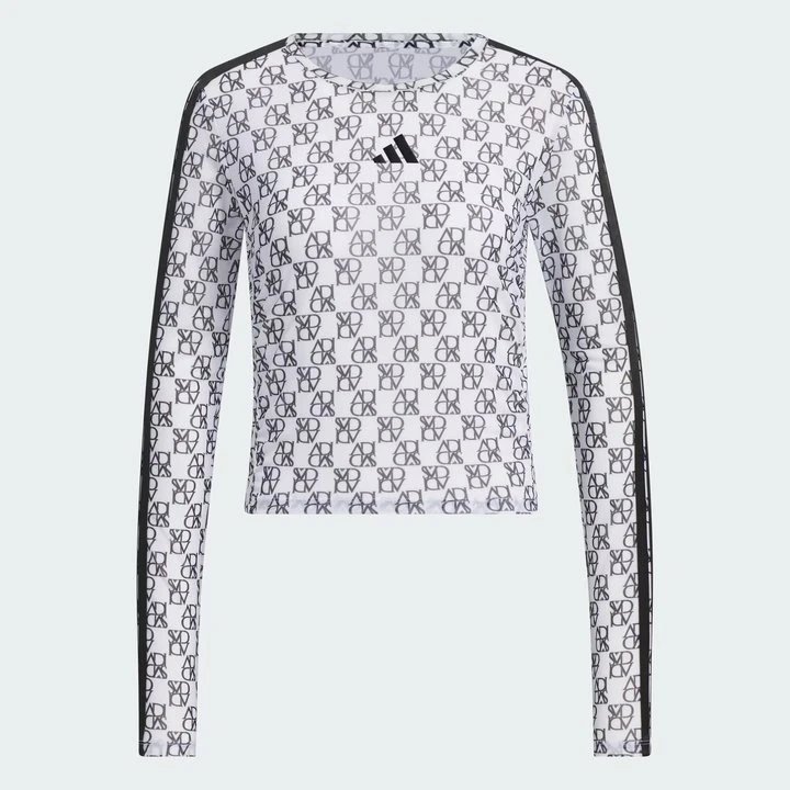 adidas阿迪达斯女子DANCE LS AOP针织无领T恤JY7664