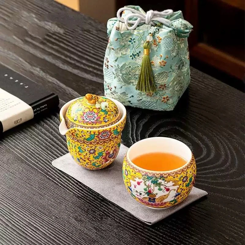 DA大海茶器@@YS549-瓷理陶里金象珐琅彩旅行