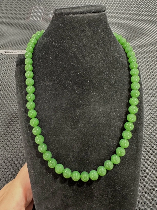 【正阳绿脂粉细料】和田玉俄料碧玉约8mm56颗妈妈链（多样性发一）