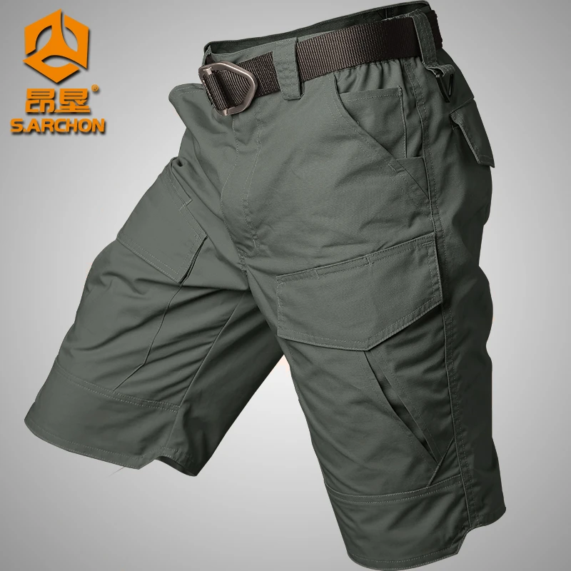 S.archon夏季短裤男士薄款耐磨休闲透气宽松工装半裤五分裤防水