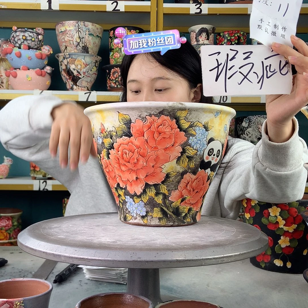 陶景德镇手工花盆989