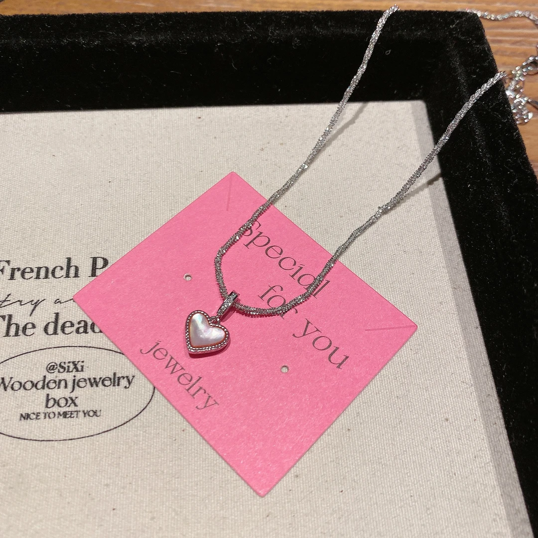 铜合金项链 滴油双面爱心项链简约高级感温柔小众精致百搭锁骨链