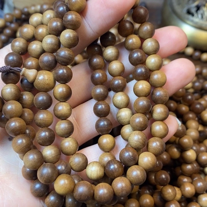 檀香木手串/手链0.8*108横纹黑肉浮水