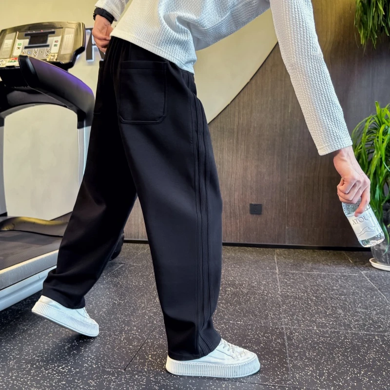 男士卫裤秋冬款加绒裤子男款爆款2025新款宽松直筒长裤休闲运动裤