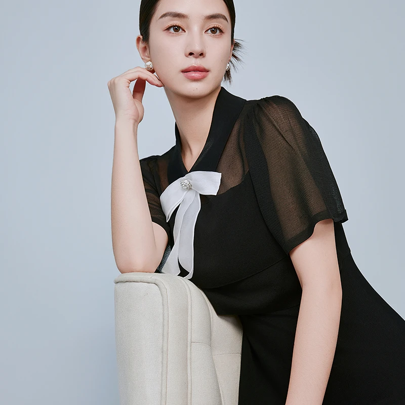 浪漫灵动飘逸针织连衣裙2025年新款时尚伞摆长裙-MJGB02KOP406B11