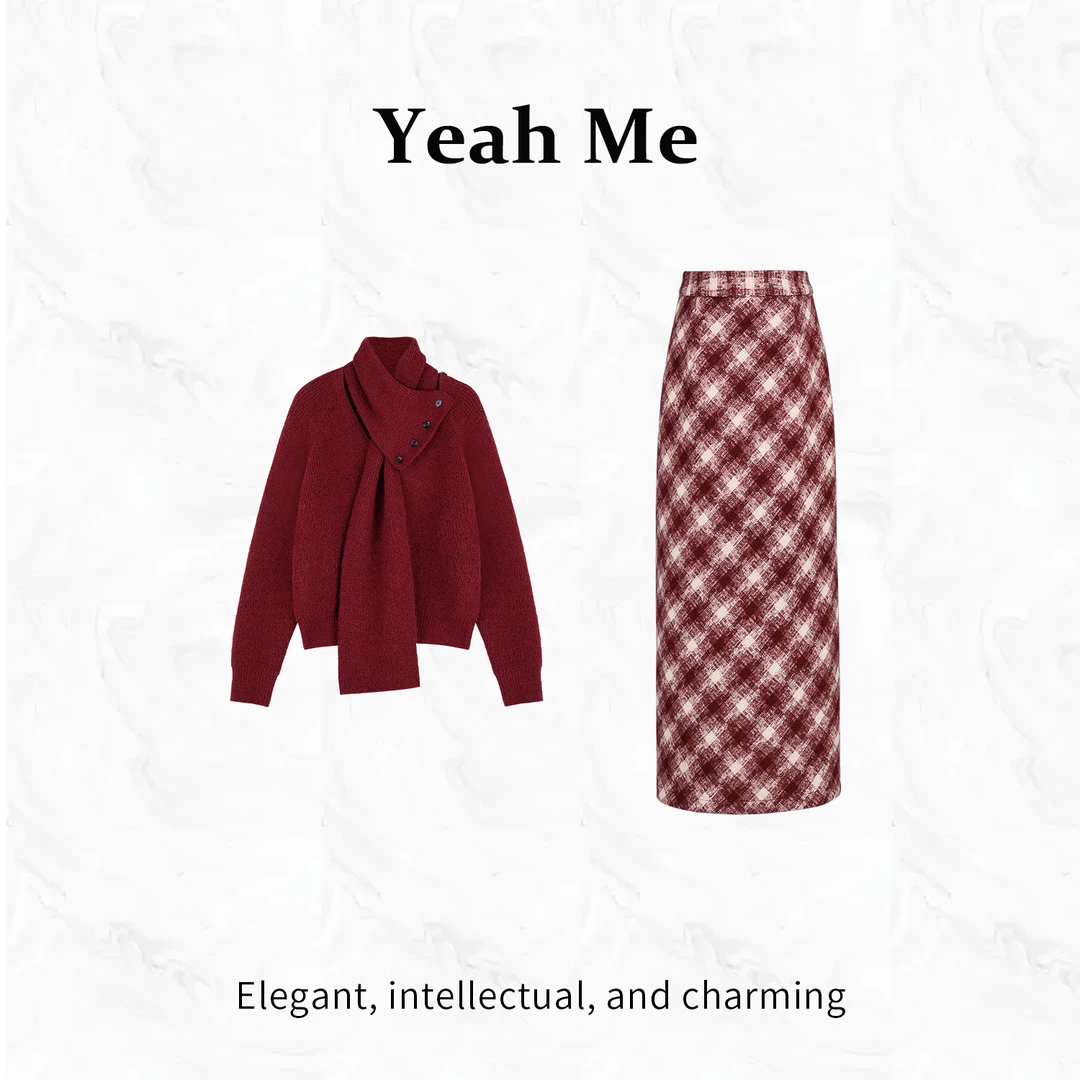 Yeah Me/也觅【赤红玫瑰】秋季新款简约高级感甜妹穿搭半身裙套装女