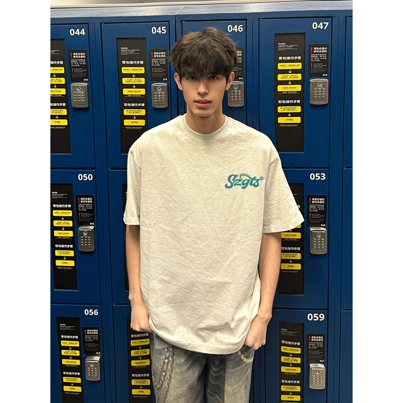 欧若风cleanfit潮牌设计感字母印花短袖t恤男款夏季重磅纯棉上衣