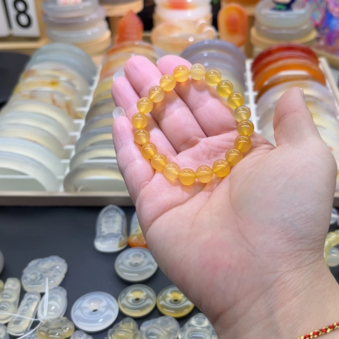 心***情玛瑙/玉髓未镶嵌手链