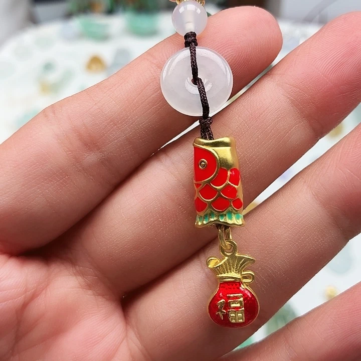 颈饰未镶嵌翡翠红鱼