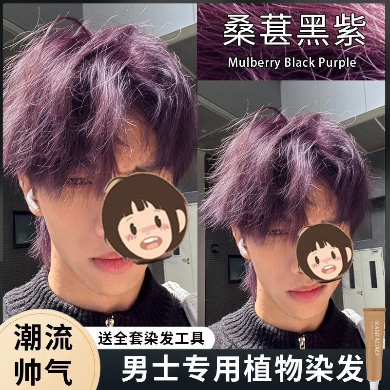 桑葚黑紫染发剂膏OKSO自己在家自然黑盖白染发2025男士植物学生色