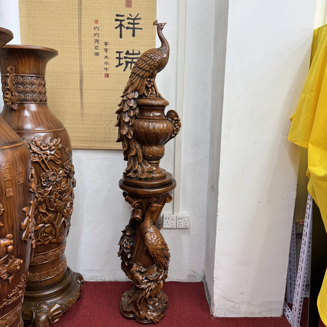 旺旺家居【欧式孔雀】大号家居门店落地摆件送礼带底座总高1.66米
