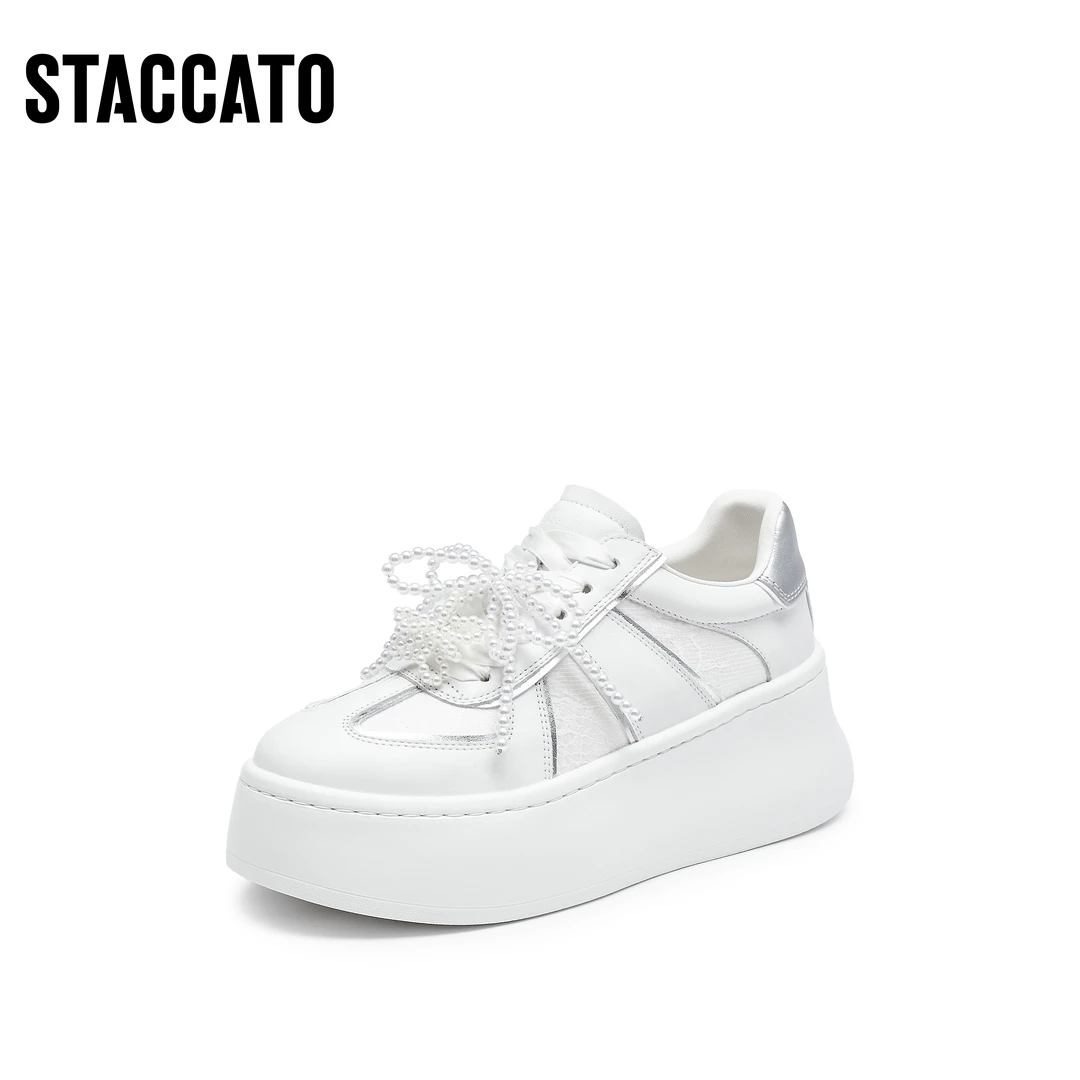 思加图新款甜酷休闲小白鞋百搭板鞋厚底运动休闲鞋女Y9350CM4