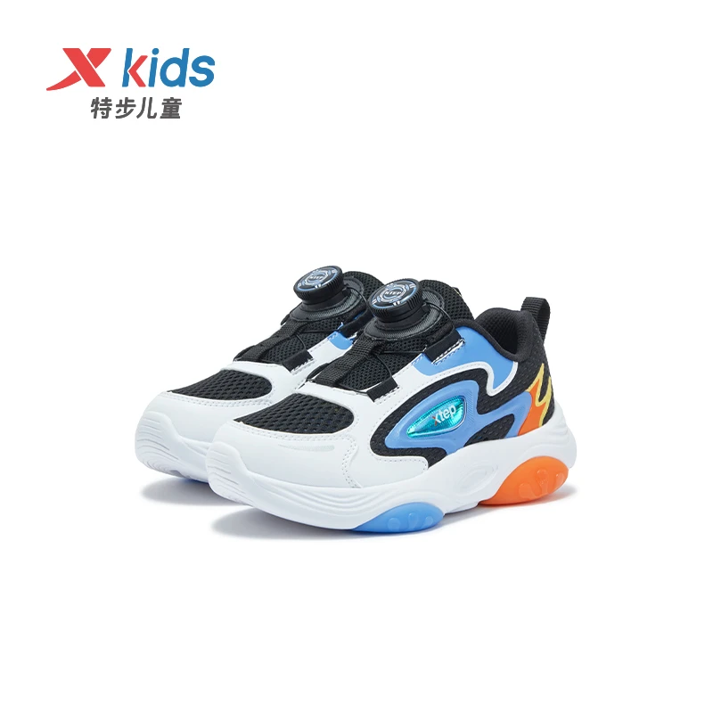 特步儿童春季大网孔旋钮运动鞋小童软弹舒适休闲鞋675115329101