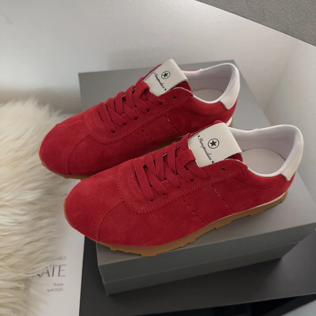 好运红~新定制阿甘鞋女真皮夏季新款运动休闲板鞋德训鞋平底530-1