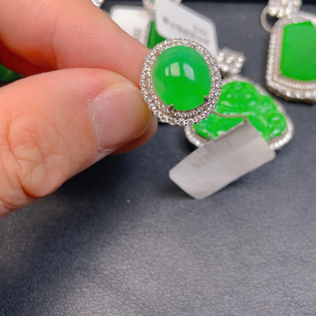 翡翠银S925镶嵌吊坠(不含链)