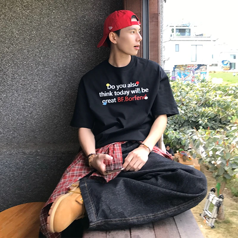 Holocene美式潮牌复古重磅纯棉痞帅彩色短袖T恤情侣慵懒风百搭B06