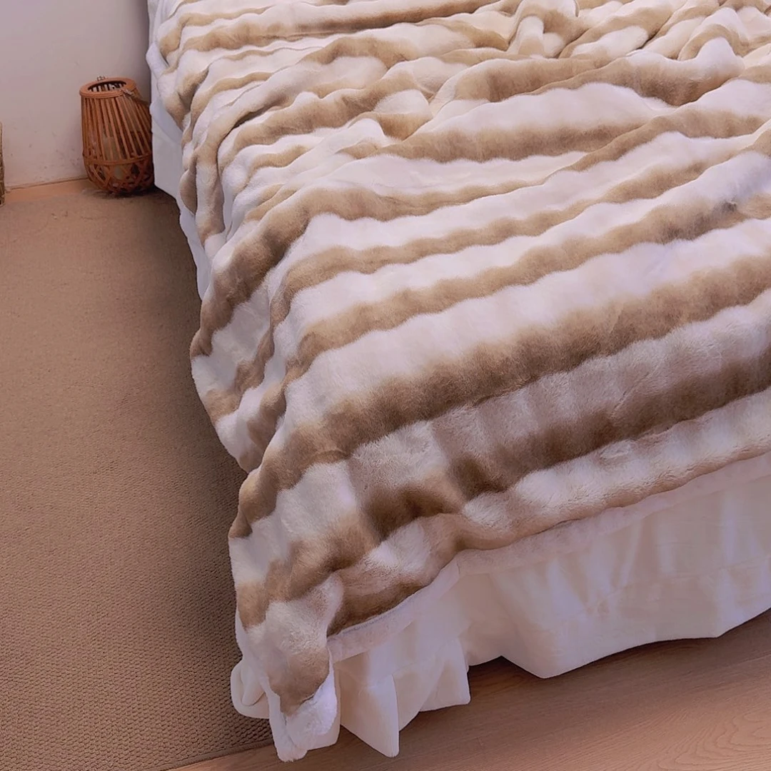 棉条纹毯绒200×230