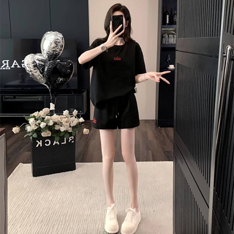 3879休闲韩版运动套装短裤夏季宽松时尚嘻哈百搭显瘦两件套