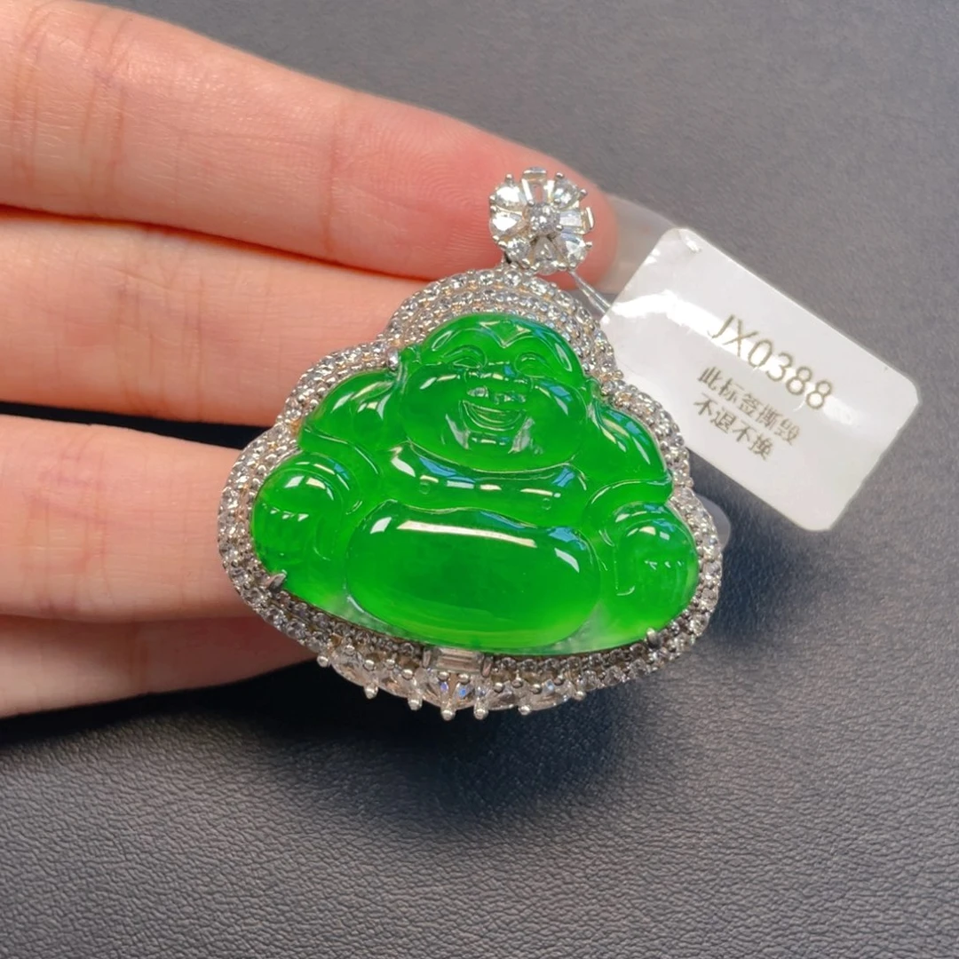 翡翠银S925镶嵌吊坠(不含链)