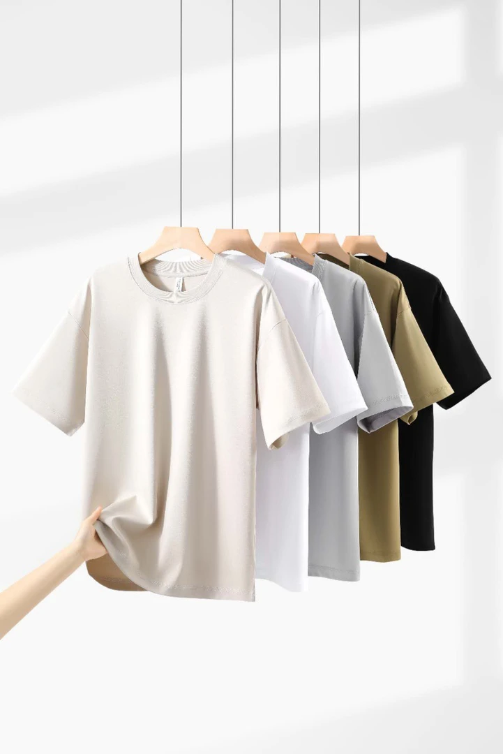 男士液氨丝光棉短袖T恤 纯色百搭透气短袖