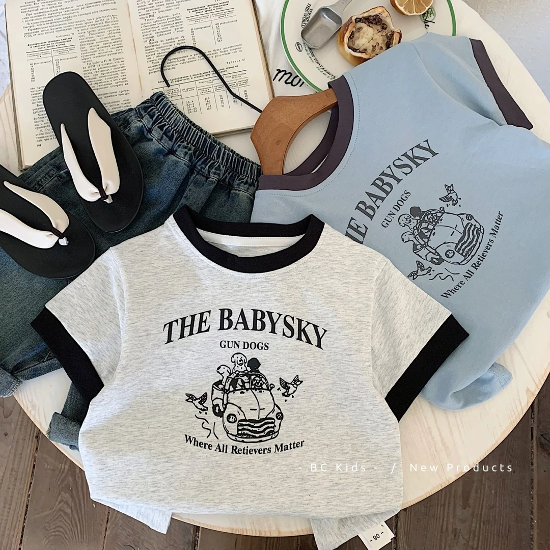 BC  2025夏季新款男童小狗开车夏季童装短袖t中小童H0288