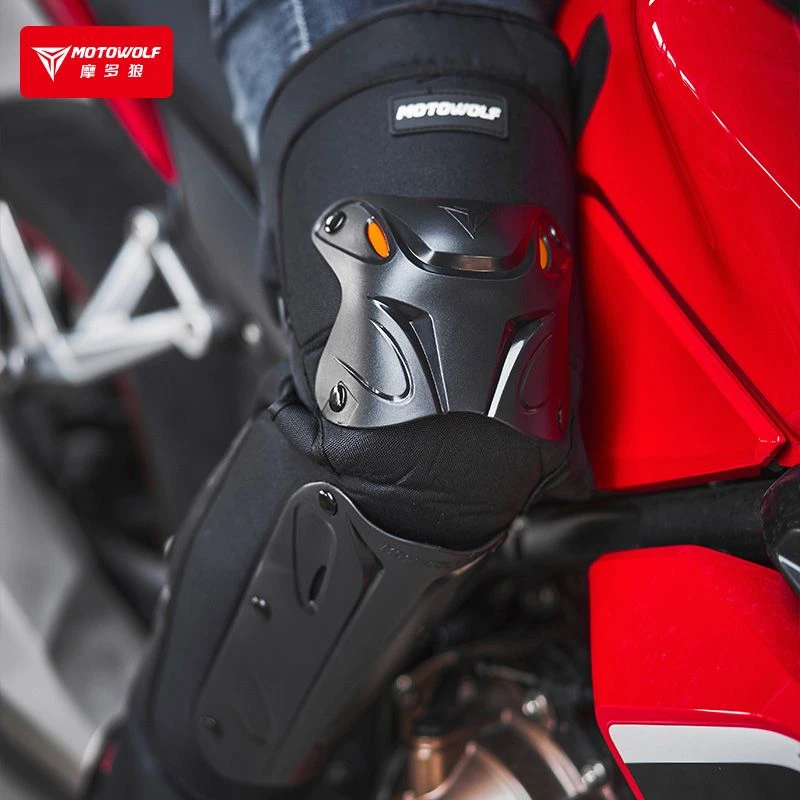 摩多狼机车摩托车冬季骑行加绒护具长款加厚保暖护膝骑手电动防寒