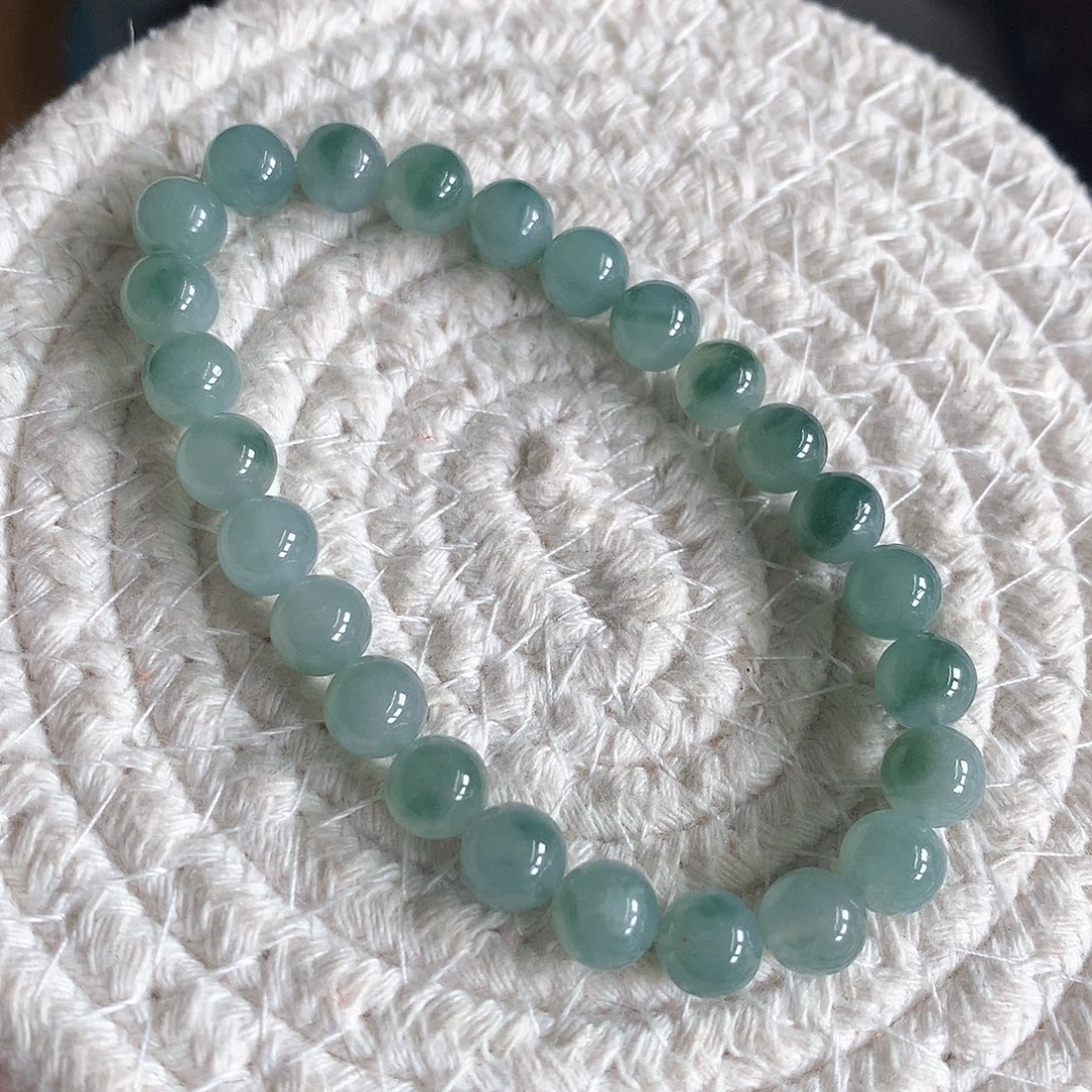 翡翠未镶嵌手串飘花7.0