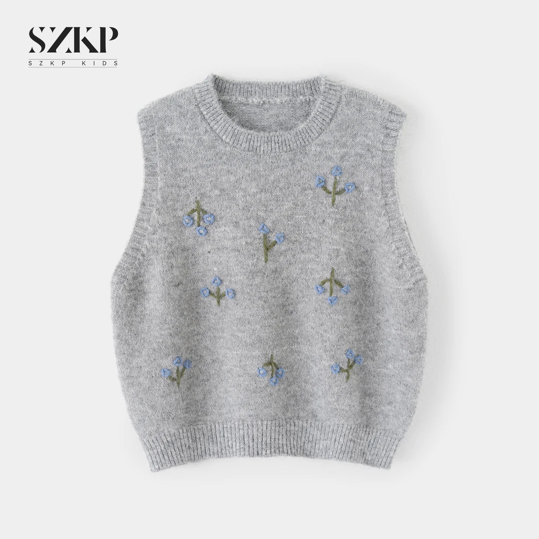 SZKP秋季新款女童装百搭上衣中大童休闲儿童针织马甲MFYD552644