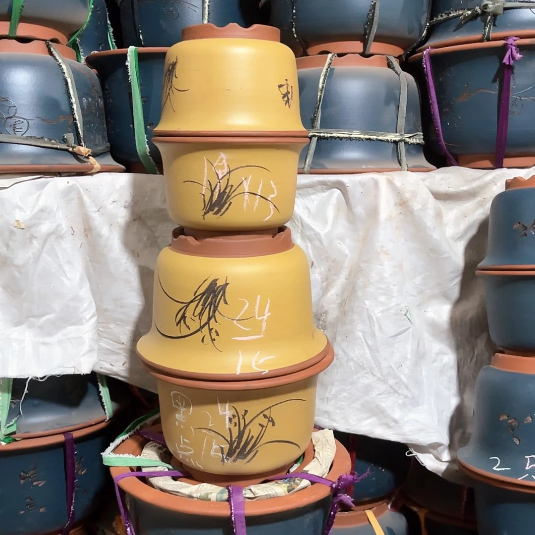 紫砂花盆金钟盆4个