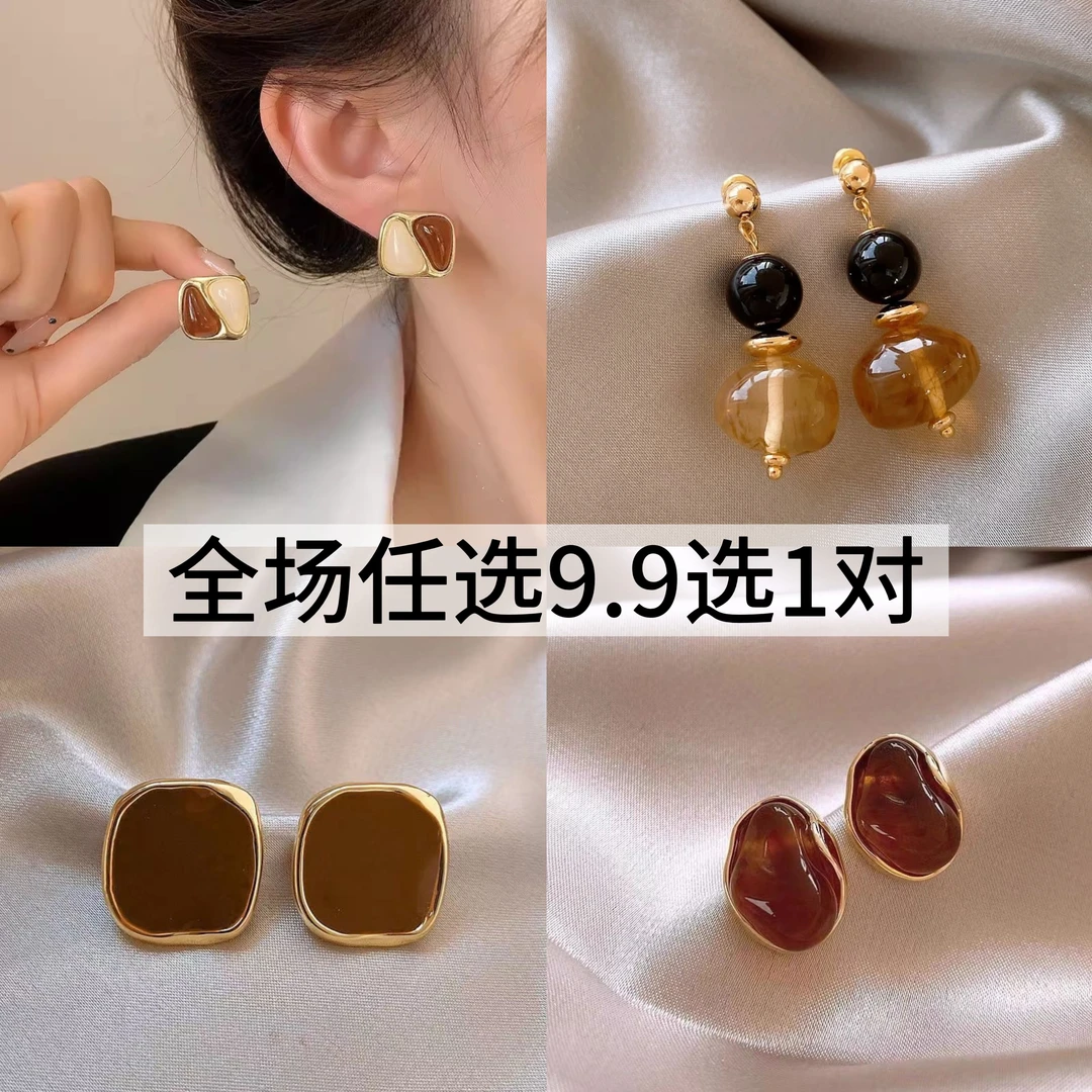 铜合金莫桑石耳饰 时尚轻奢小众简约个性精致气质小香风耳环