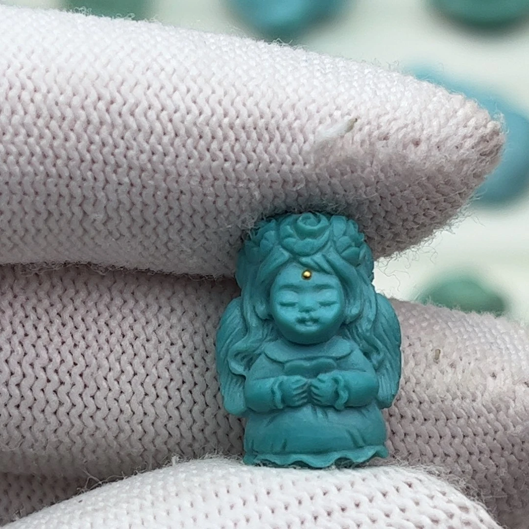 未镶嵌绿松石珠宝奇石小天使