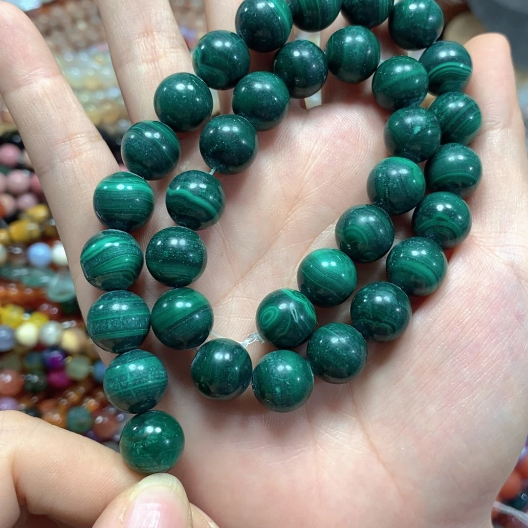 玛瑙/玉髓未镶嵌珠宝半成品孔雀石一条卡12mm