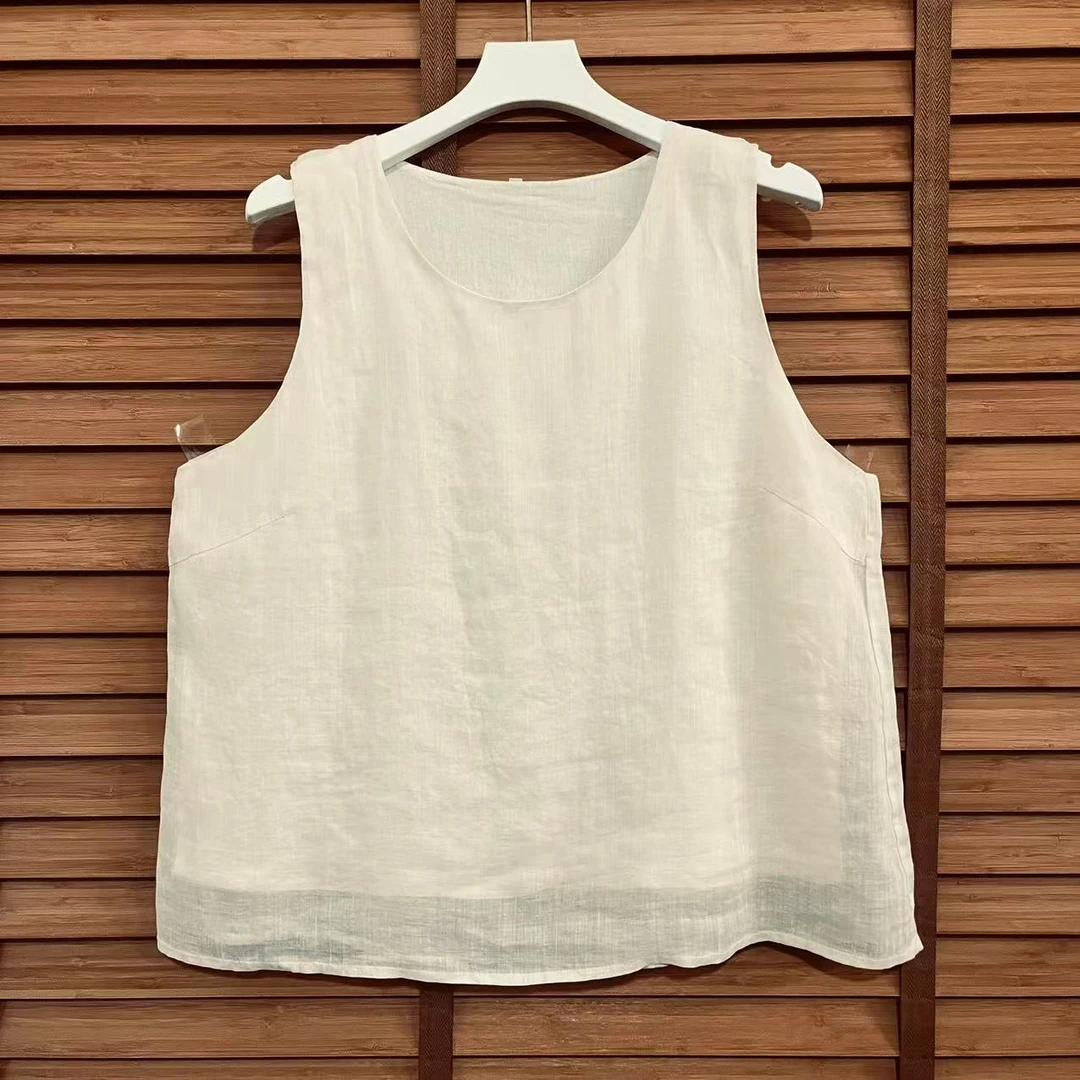 【盛涵】里外来去缝夏季纯色苎麻内搭外穿休闲百搭双层吊带背心女