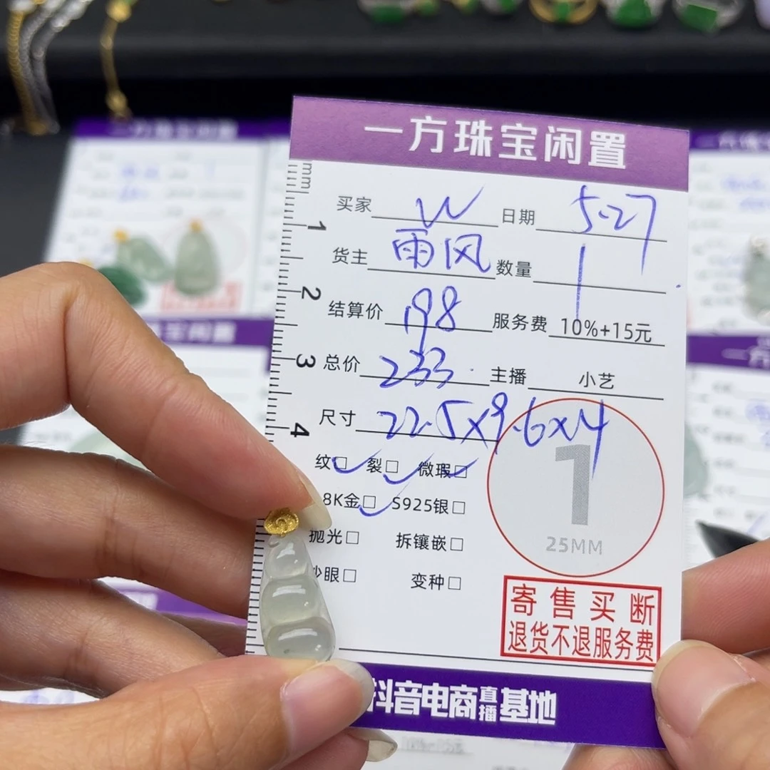 翡翠18K金镶嵌颈饰W吊坠