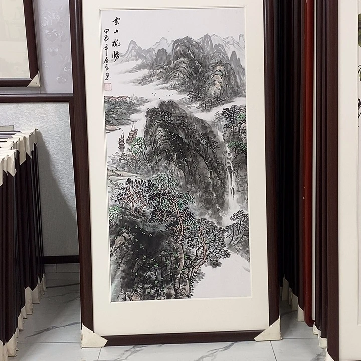 国画手绘作品带框发货