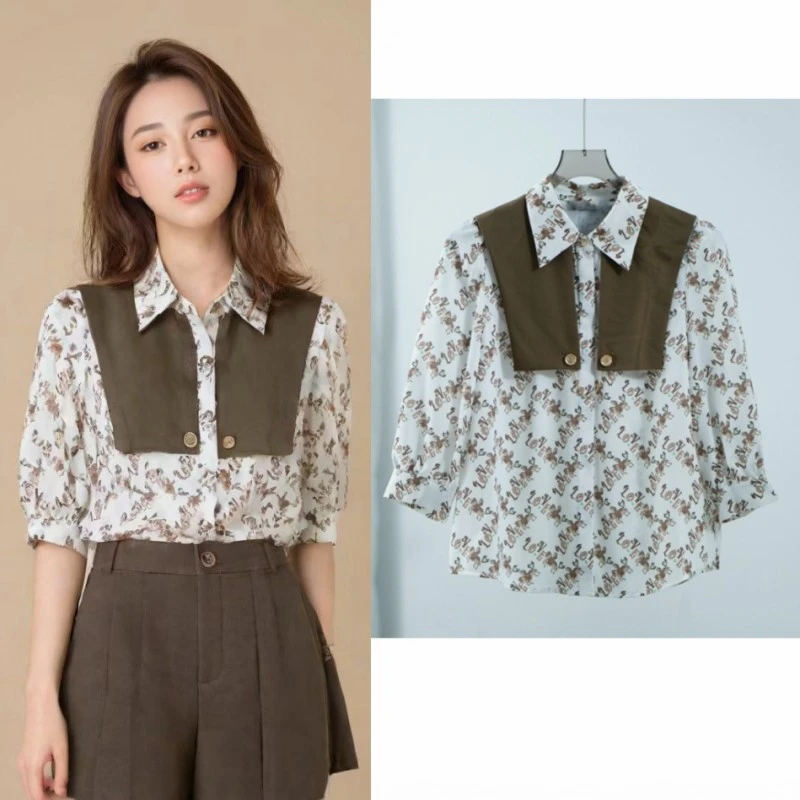 莉推荐【三C・伊】E081-1  春款披肩衬衫咖色Y22320108C10