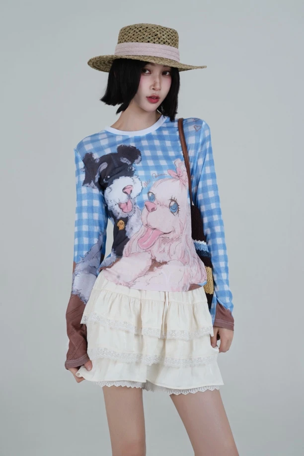 Mto Quinn |2025新品小狗印花格纹轻薄防晒衫