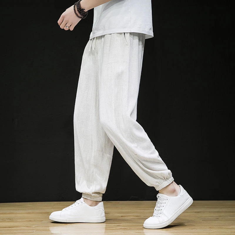 哈伦裤裤子长裤中国风春季印染休闲裤阔腿直筒夏季运动男士百搭