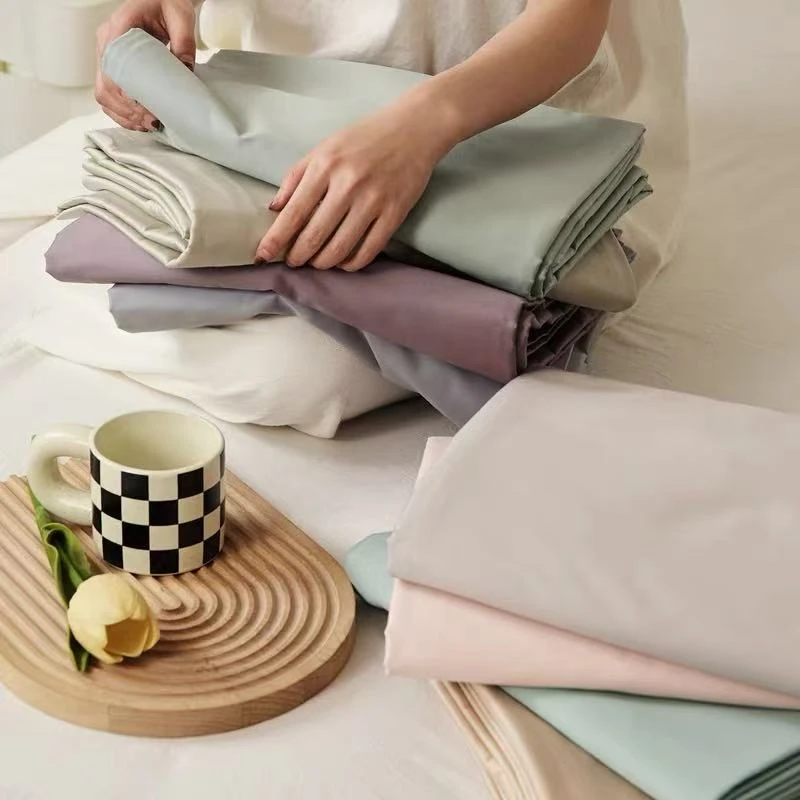 100支简约匹马棉纯色单被套轻奢