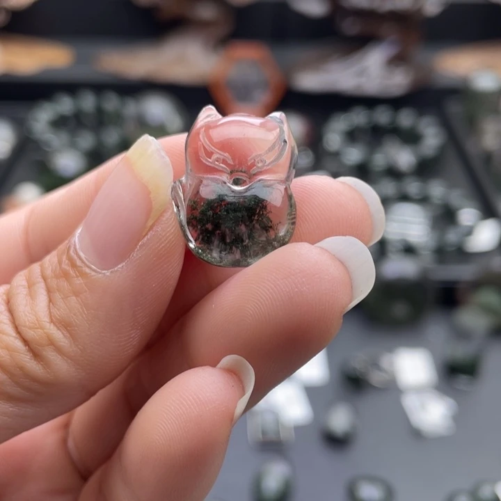 静***静颈饰未镶嵌水晶绿幽灵吊坠打孔定制不退换