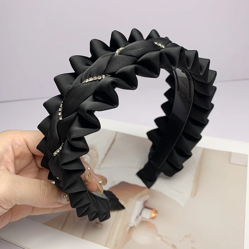 【洛琳饰品】布艺褶皱麻花辫发箍女宽边高颅顶头箍外出百搭发卡头饰