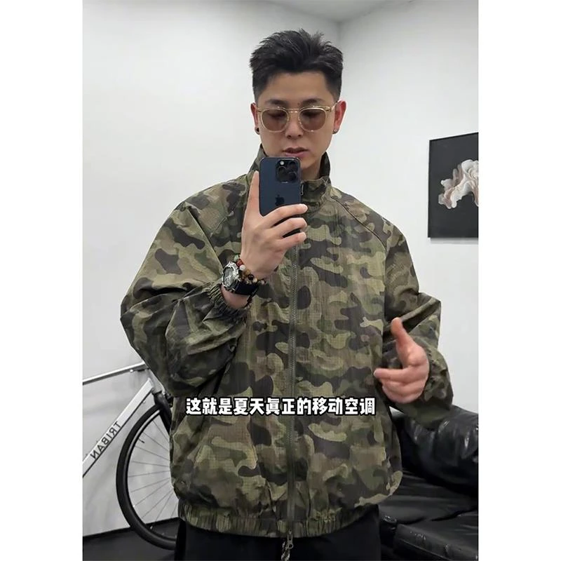 迷彩防晒衣男士夏季新款美式复古速干冲锋衣vibe风潮牌百搭防晒服