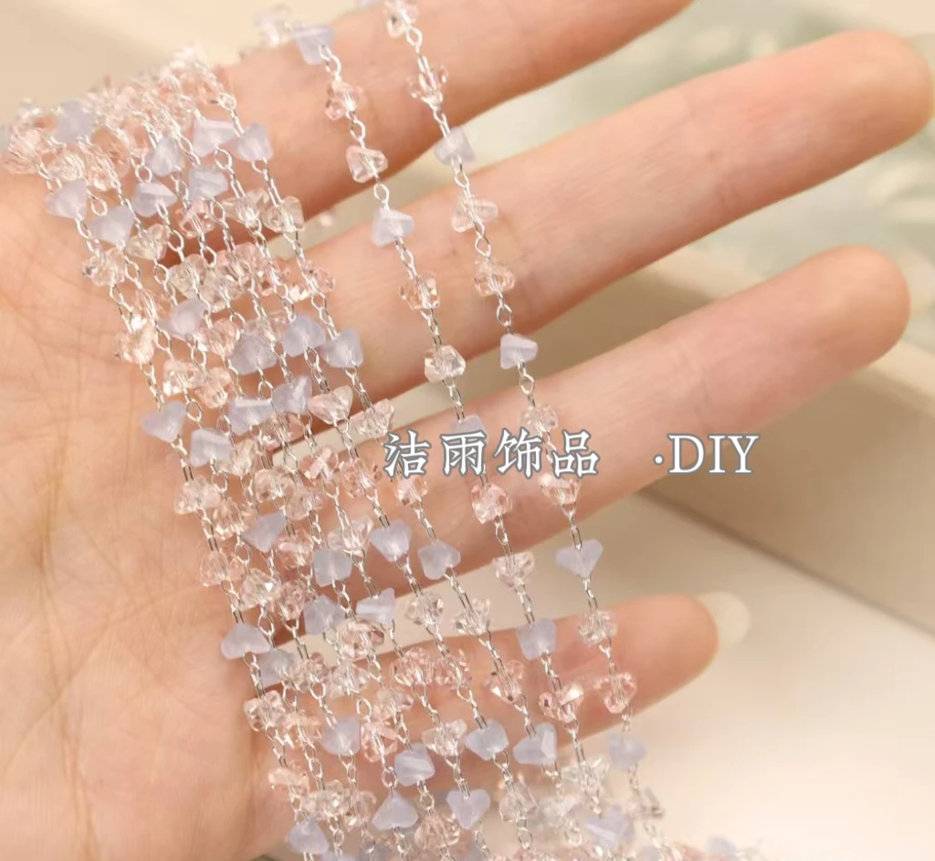 (洁雨饰品· DIY)  L00530  “蓝调秘境”  三角晶晶4mm纯铜链条diy