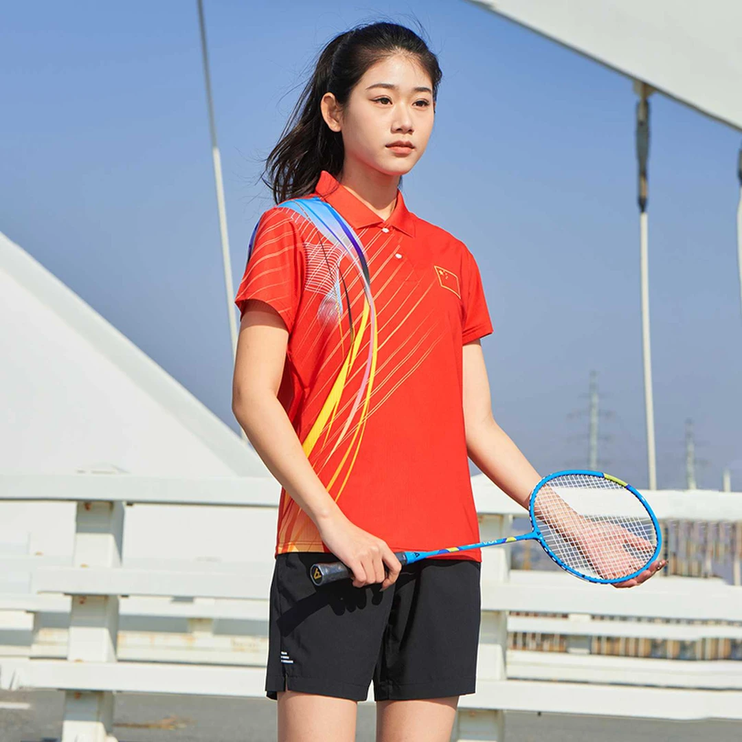 夏季情侣条纹翻领超轻速干运动风透气运动服装户外乒乓球服套装