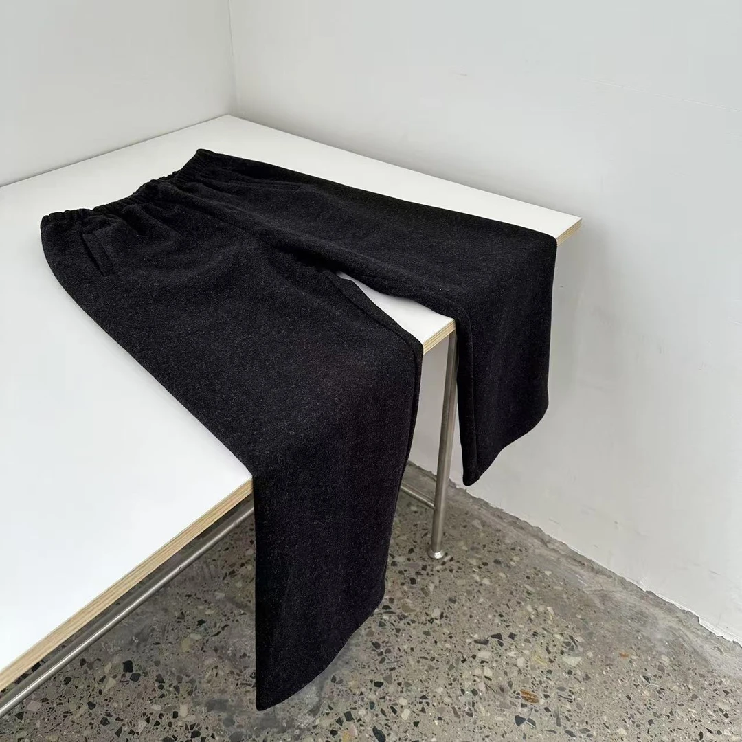 清黑色呢子休闲裤   no.退no.换